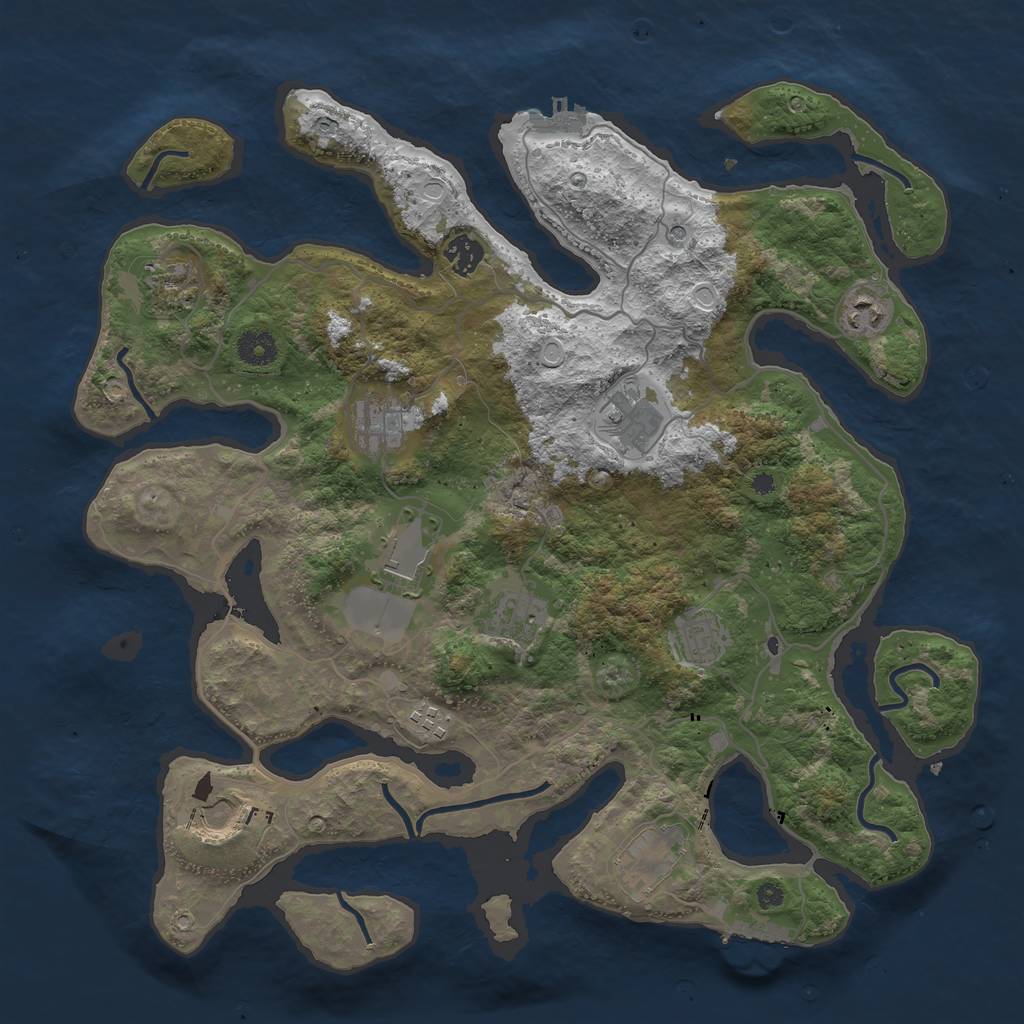 Rust Map: Procedural Map, Size: 4000, Seed: 1909256999, 22 Monuments