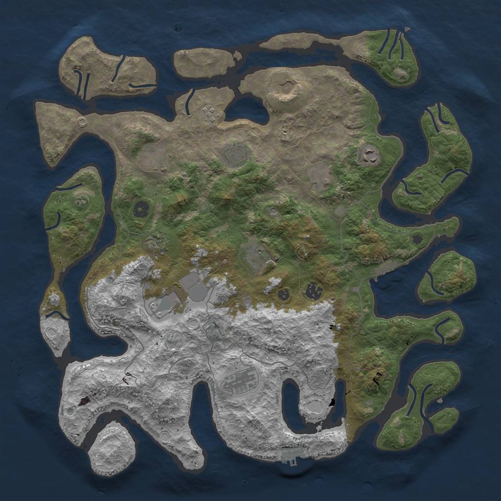 Rust Map: Procedural Map, Size: 4500, Seed: 77955, 22 Monuments