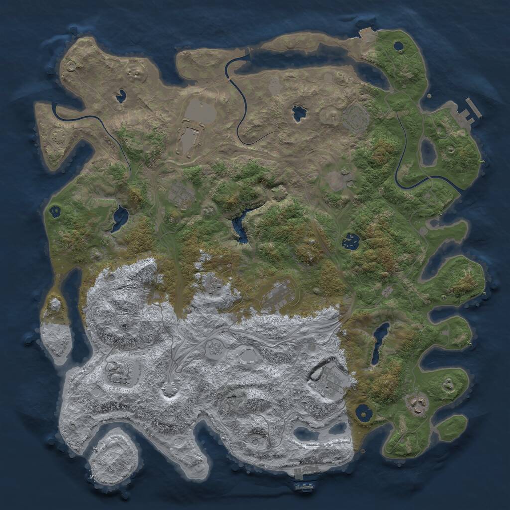 Rust Map: Procedural Map, Size: 4500, Seed: 77955, 16 Monuments