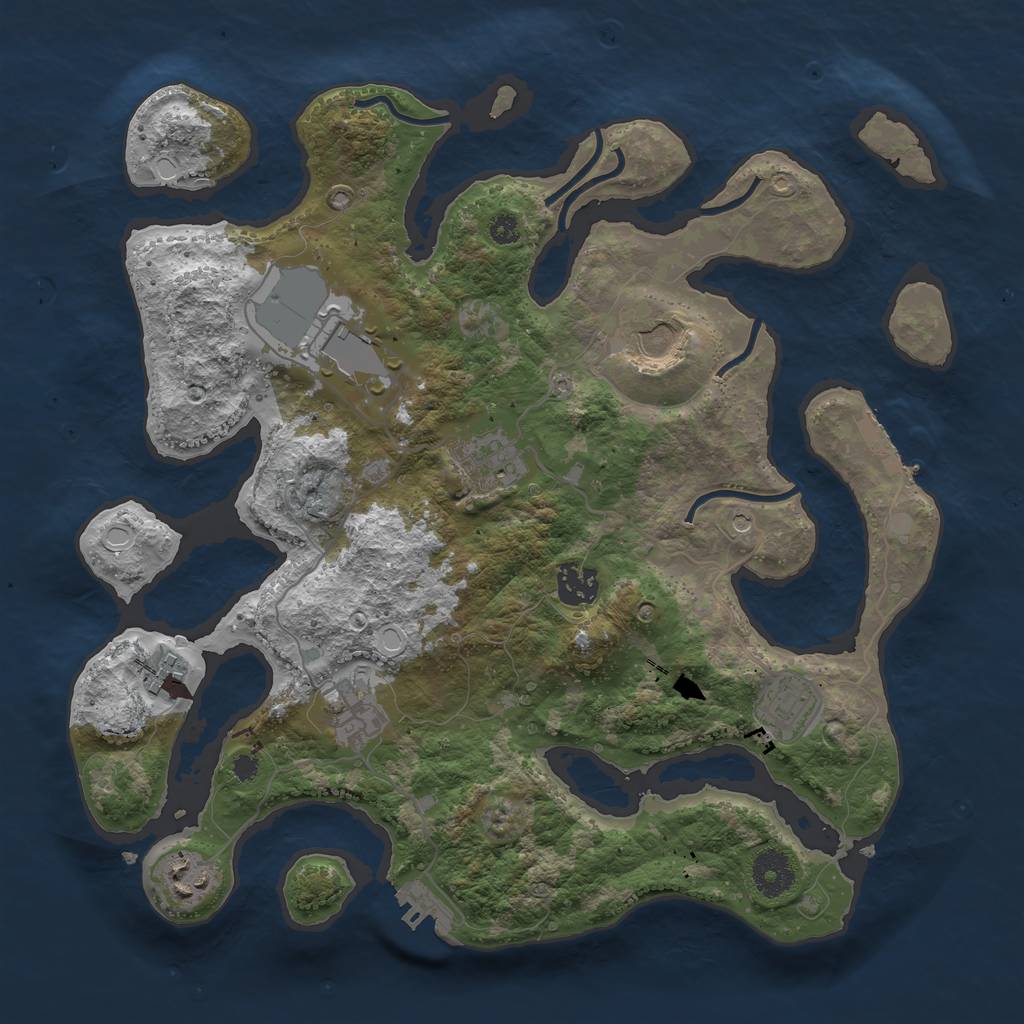 Rust Map: Procedural Map, Size: 3500, Seed: 8199584, 19 Monuments