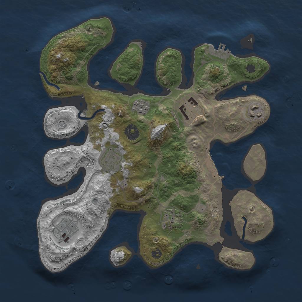 Rust Map: Procedural Map, Size: 3000, Seed: 943633699, 17 Monuments