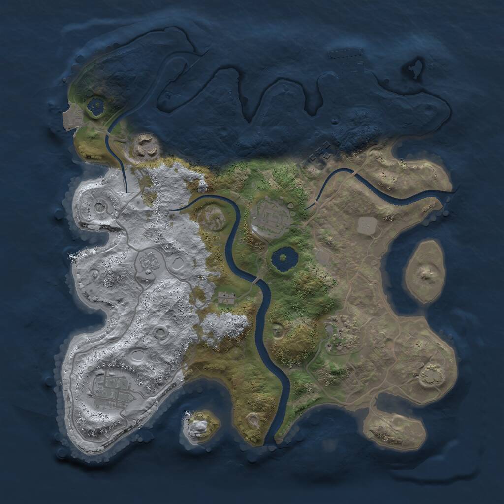 Rust Map: Procedural Map, Size: 3000, Seed: 943633699, 10 Monuments