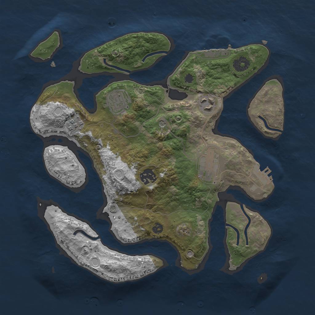 Rust Map: Procedural Map, Size: 3000, Seed: 2076994615, 16 Monuments