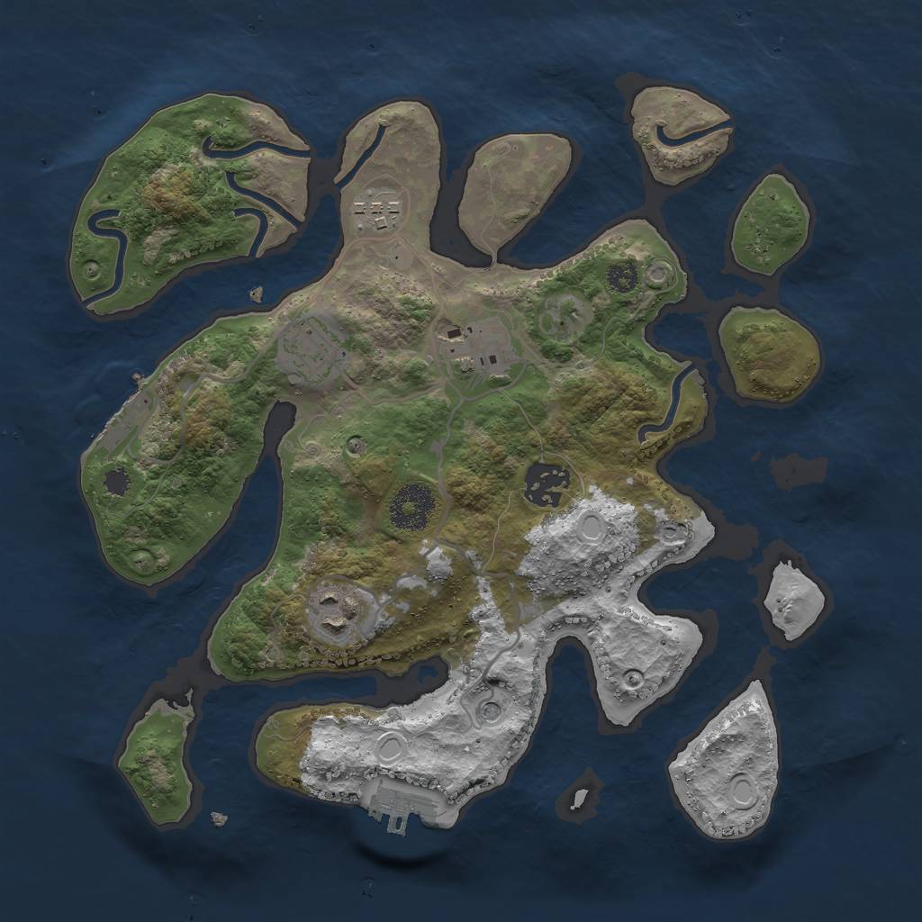 Rust Map: Procedural Map, Size: 3000, Seed: 7252345, 16 Monuments