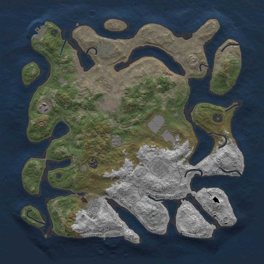 Rust Map: Procedural Map, Size: 4000, Seed: 8874263, 19 Monuments