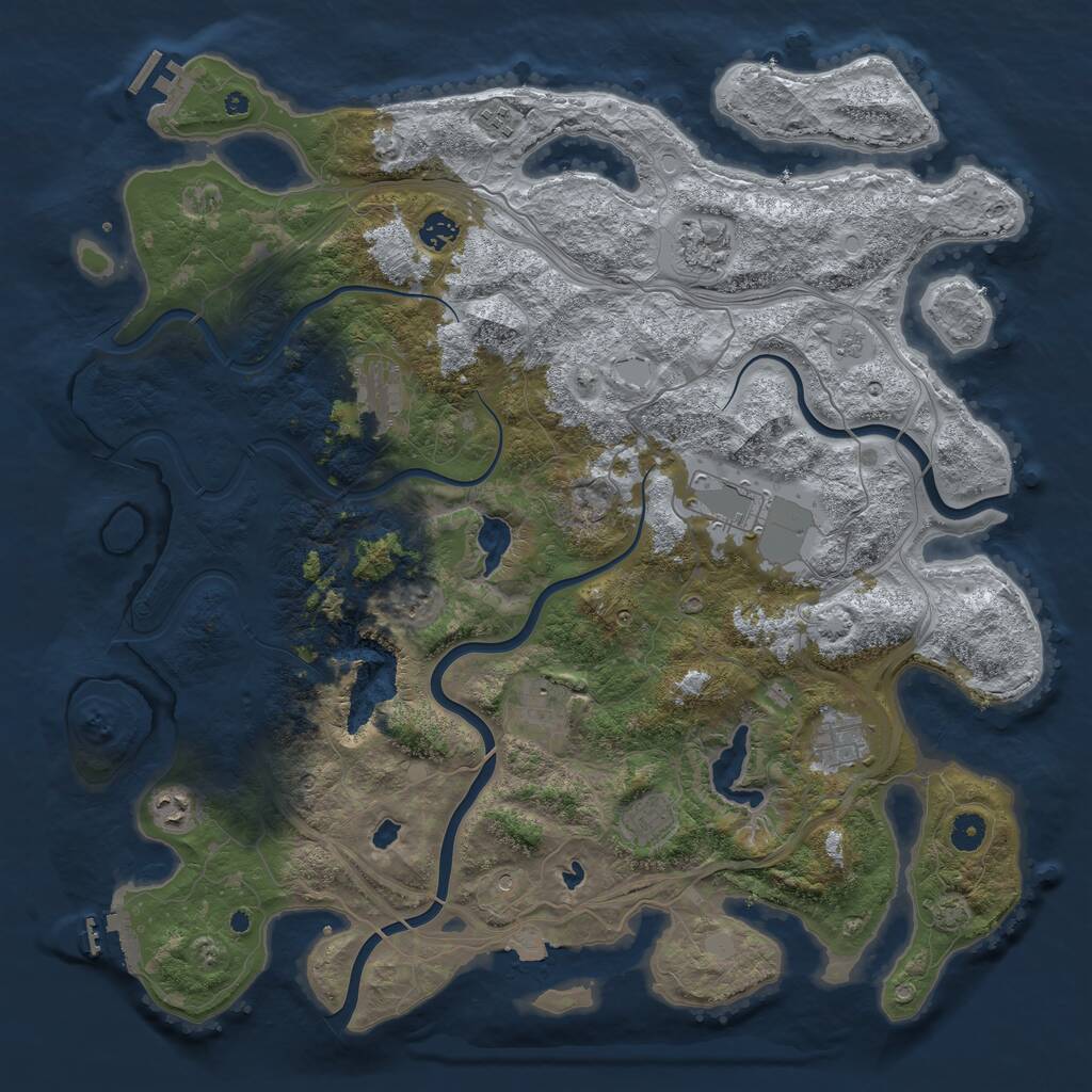 Rust Map: Procedural Map, Size: 4500, Seed: 1233906124, 15 Monuments