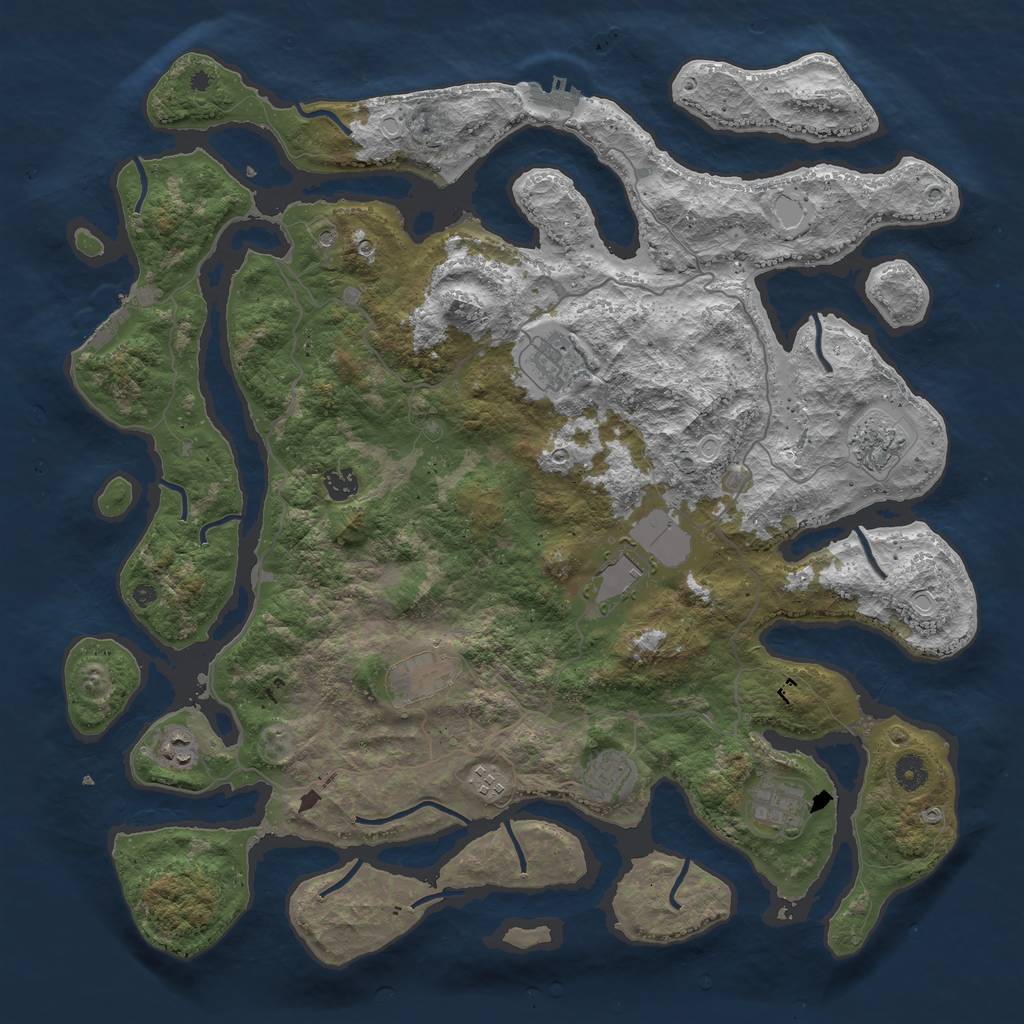 Rust Map: Procedural Map, Size: 4500, Seed: 1233906124, 20 Monuments