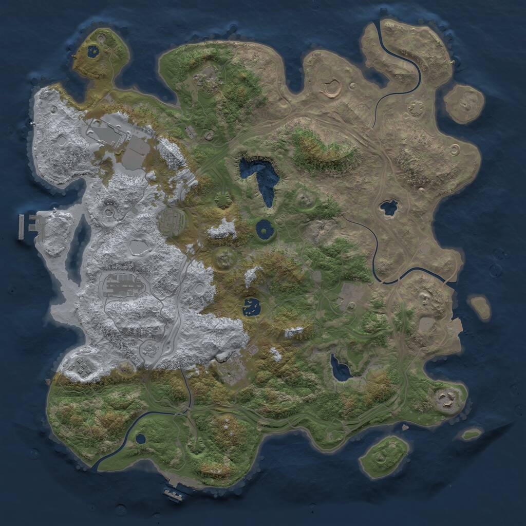 Rust Map: Procedural Map, Size: 4250, Seed: 832083490, 16 Monuments