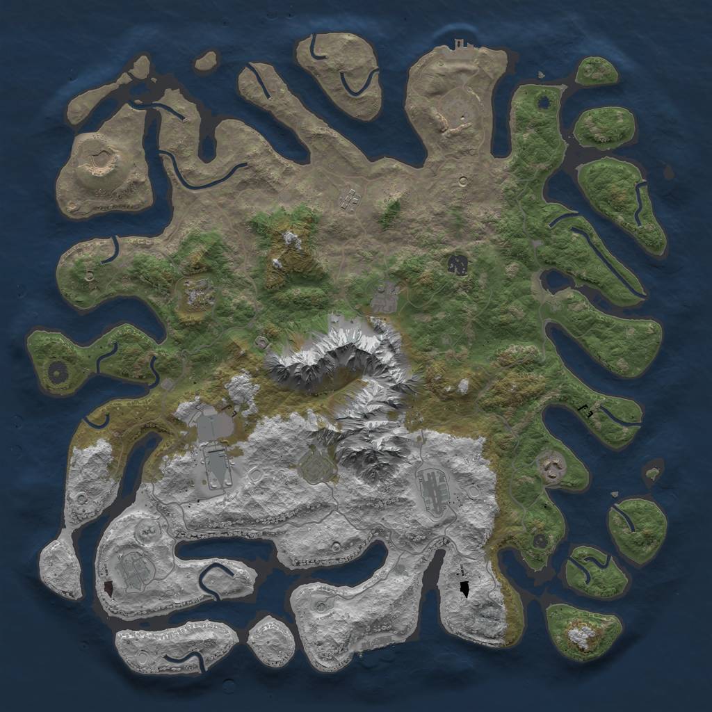 Rust Map: Procedural Map, Size: 5000, Seed: 3866634, 22 Monuments