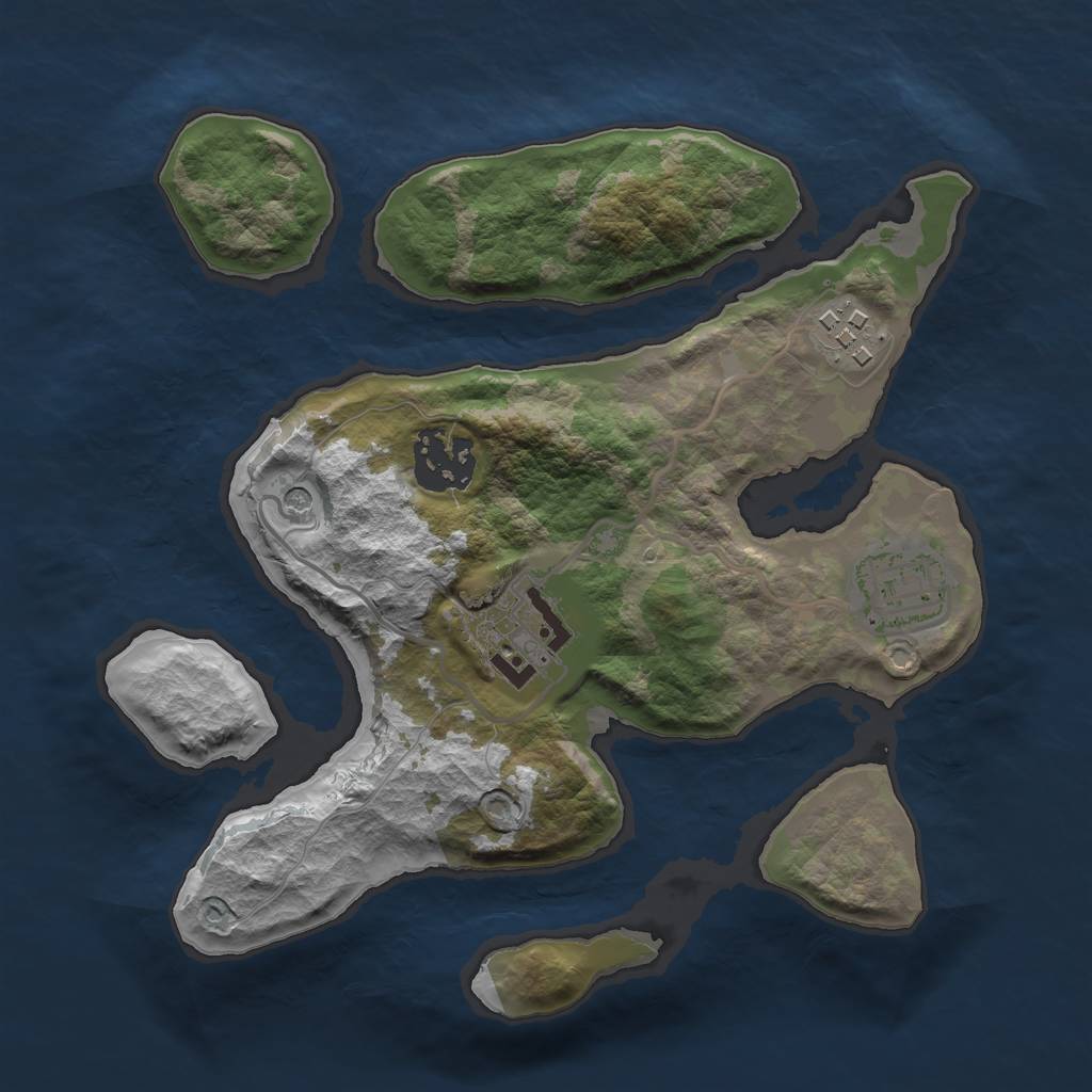Rust Map: Barren, Size: 2500, Seed: 4345, 7 Monuments