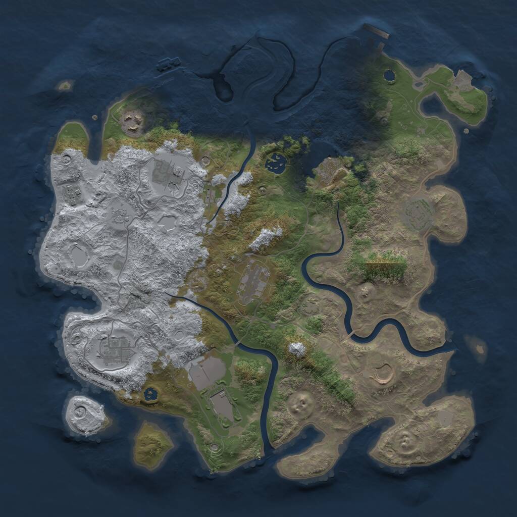 Rust Map: Procedural Map, Size: 3800, Seed: 83772222, 16 Monuments