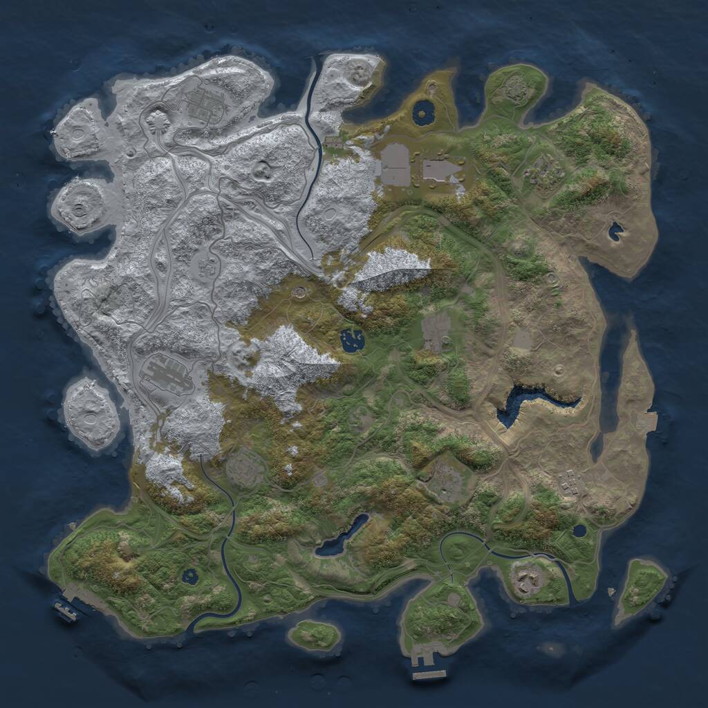 Rust Map: Procedural Map, Size: 4300, Seed: 626541994, 16 Monuments