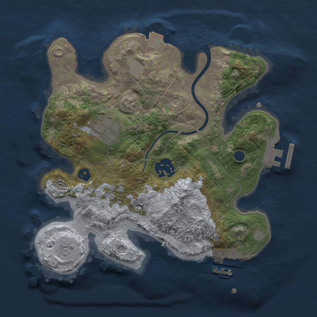 Rust Map: Procedural Map, Size: 2500, Seed: 91652561, 7 Monuments