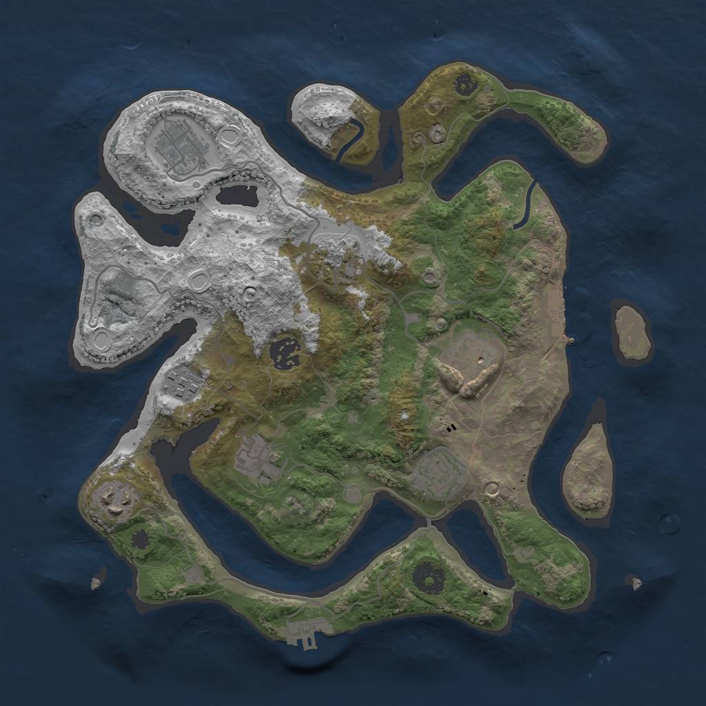 Rust Map: Procedural Map, Size: 3250, Seed: 2005056016, 18 Monuments