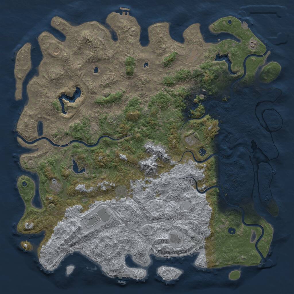 Rust Map: Procedural Map, Size: 6000, Seed: 120, 17 Monuments