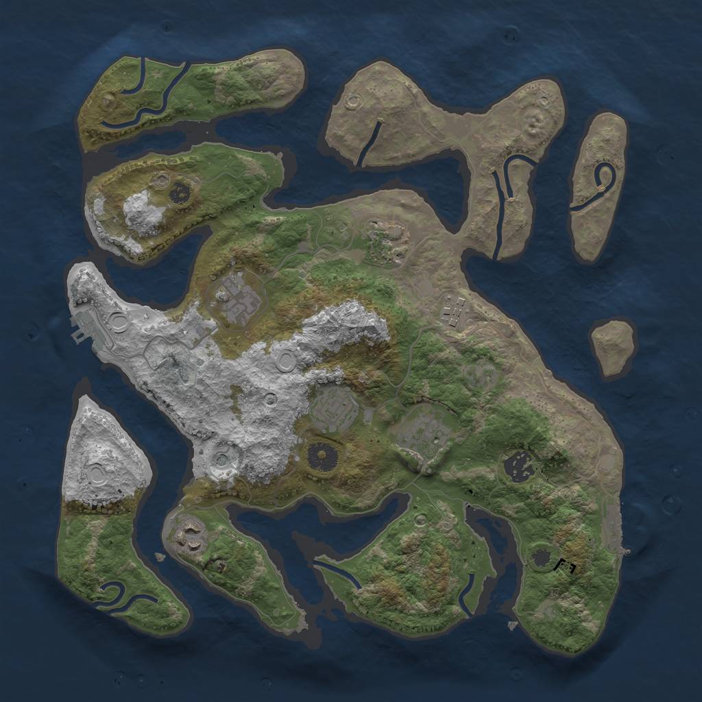 Rust Map: Procedural Map, Size: 3500, Seed: 1995927649, 18 Monuments