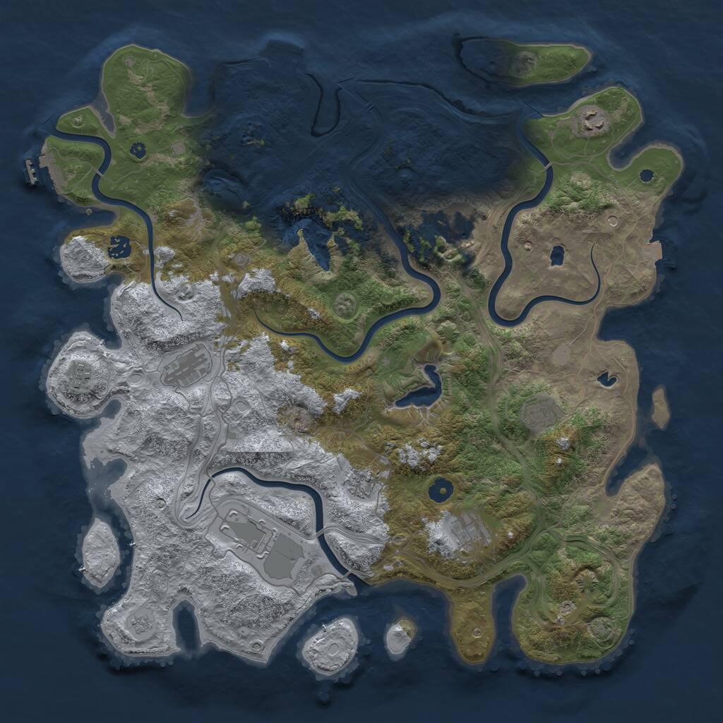 Rust Map: Procedural Map, Size: 4500, Seed: 1213259074, 15 Monuments