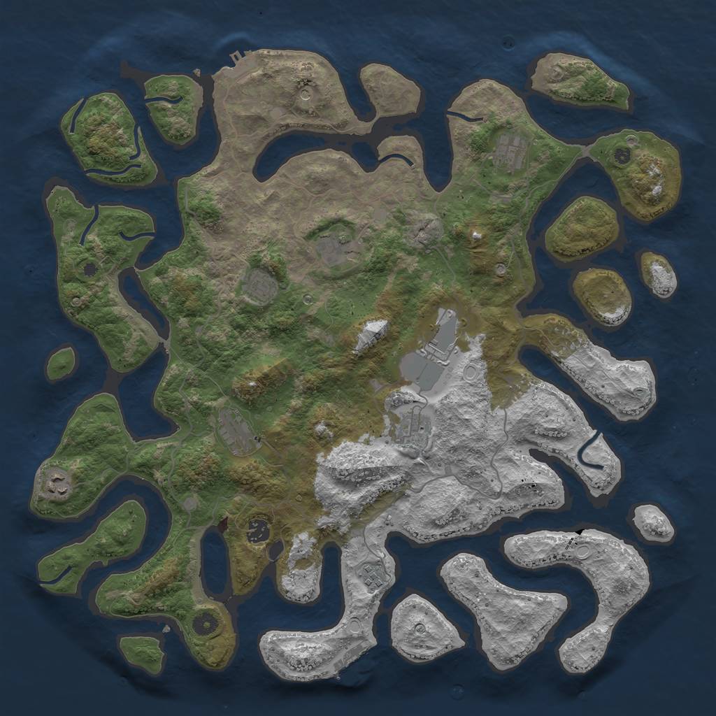 Rust Map: Procedural Map, Size: 4500, Seed: 586436457, 20 Monuments