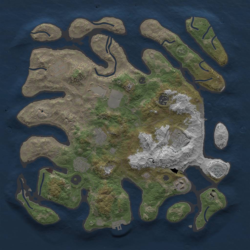 Rust Map: Procedural Map, Size: 3700, Seed: 1956665403, 19 Monuments