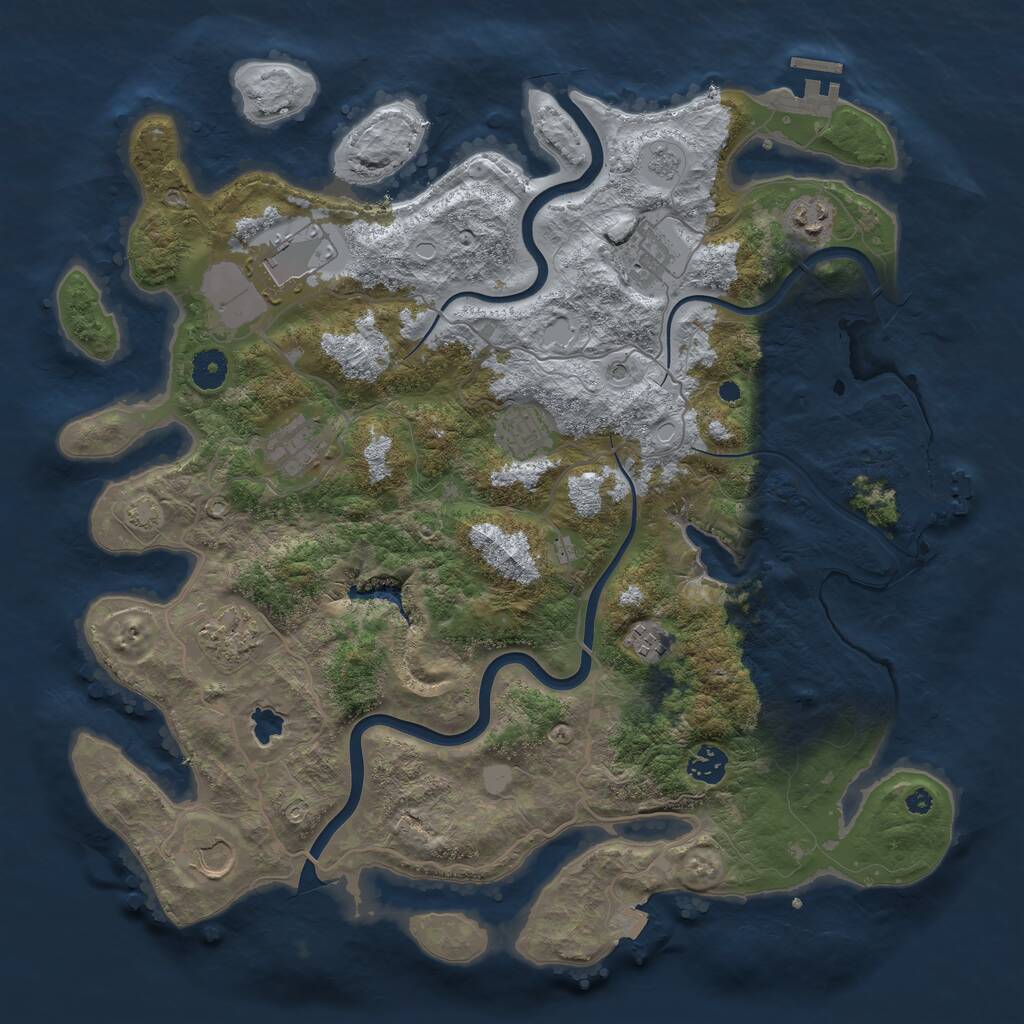 Rust Map: Procedural Map, Size: 4000, Seed: 41342254, 15 Monuments