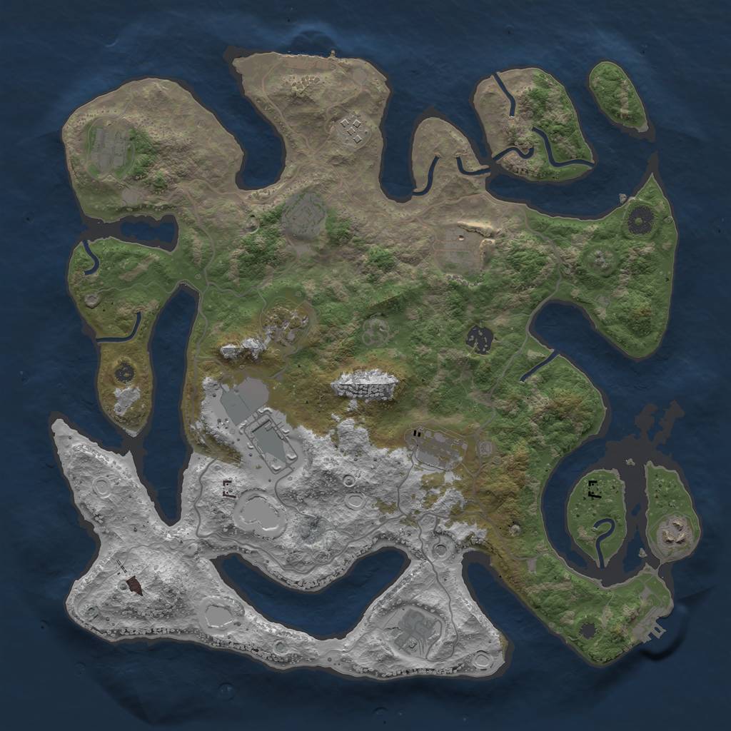 Rust Map: Procedural Map, Size: 4000, Seed: 449574, 21 Monuments