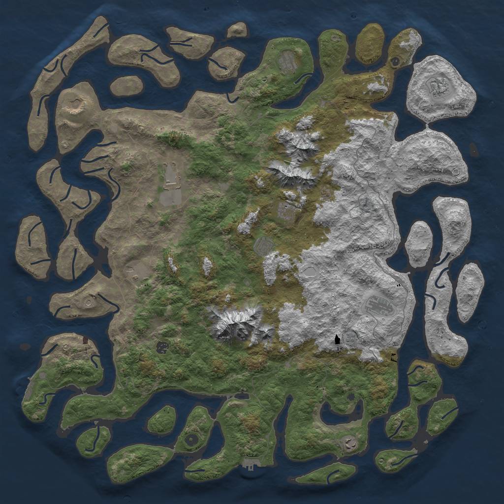 Rust Map: Procedural Map, Size: 6000, Seed: 58850, 22 Monuments