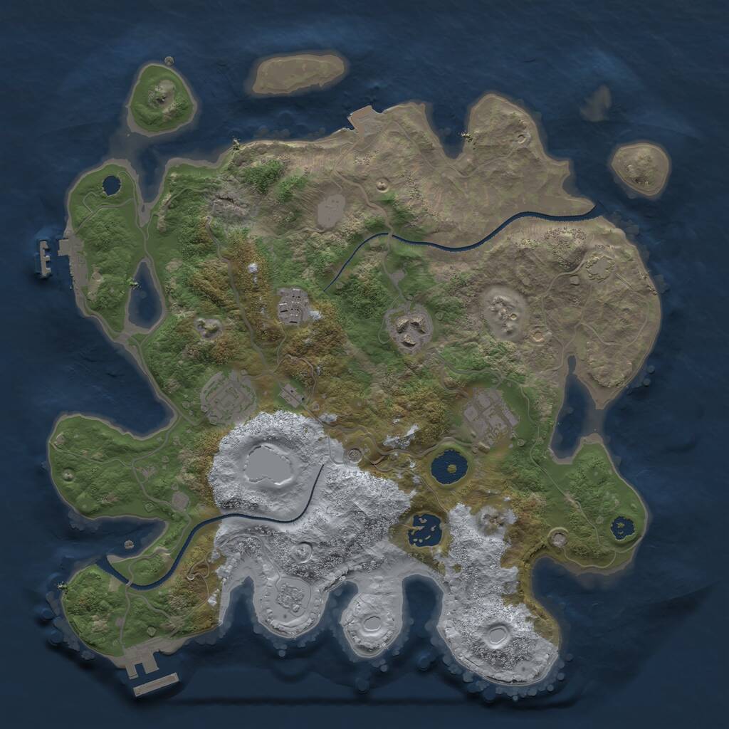 Rust Map: Procedural Map, Size: 3200, Seed: 9828412, 11 Monuments