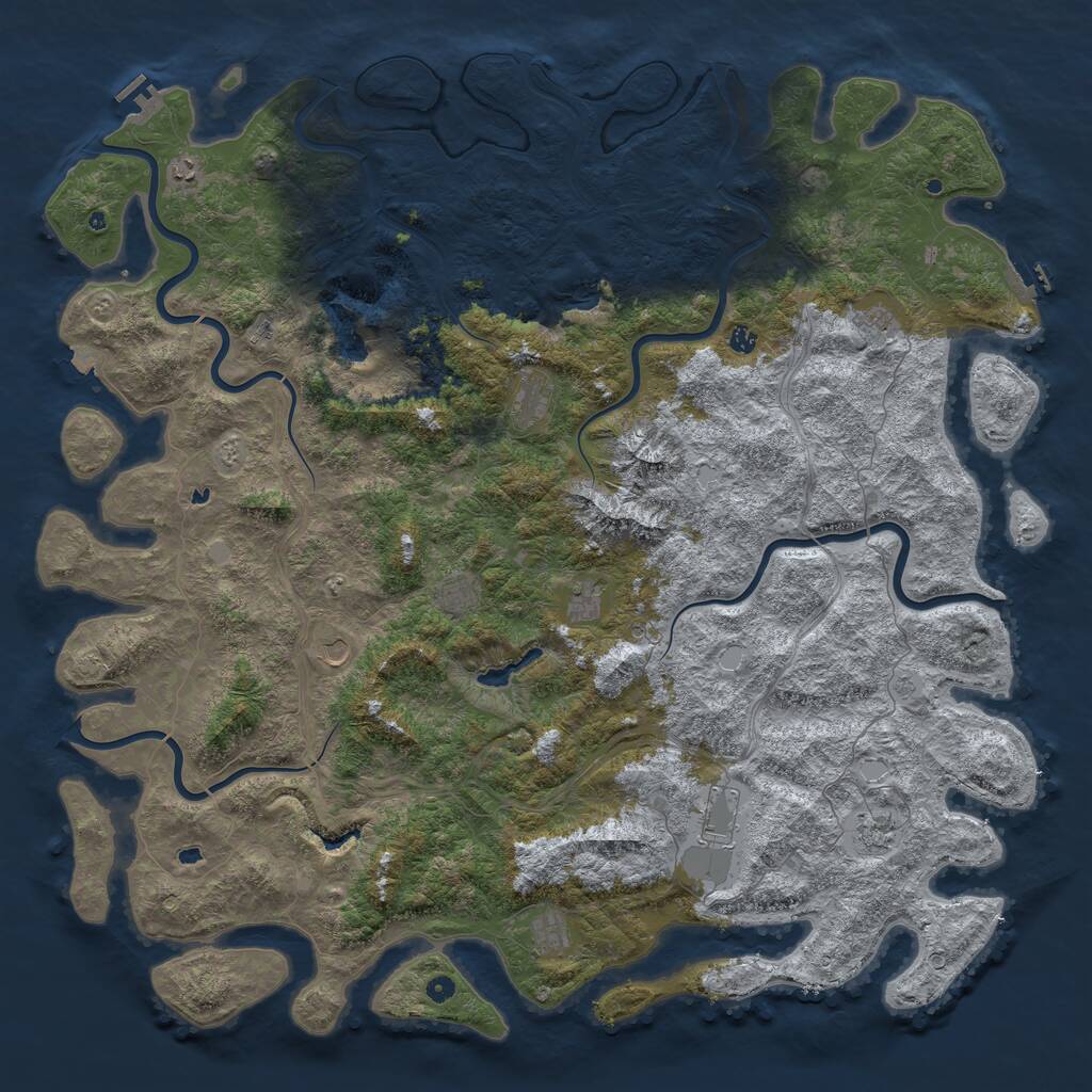 Rust Map: Procedural Map, Size: 6000, Seed: 1047473647, 17 Monuments