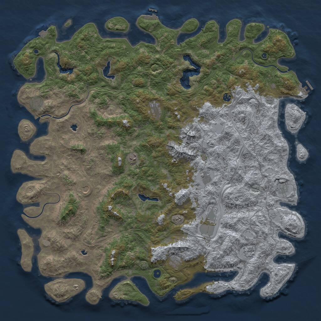 Rust Map: Procedural Map, Size: 6000, Seed: 1047473647, 17 Monuments
