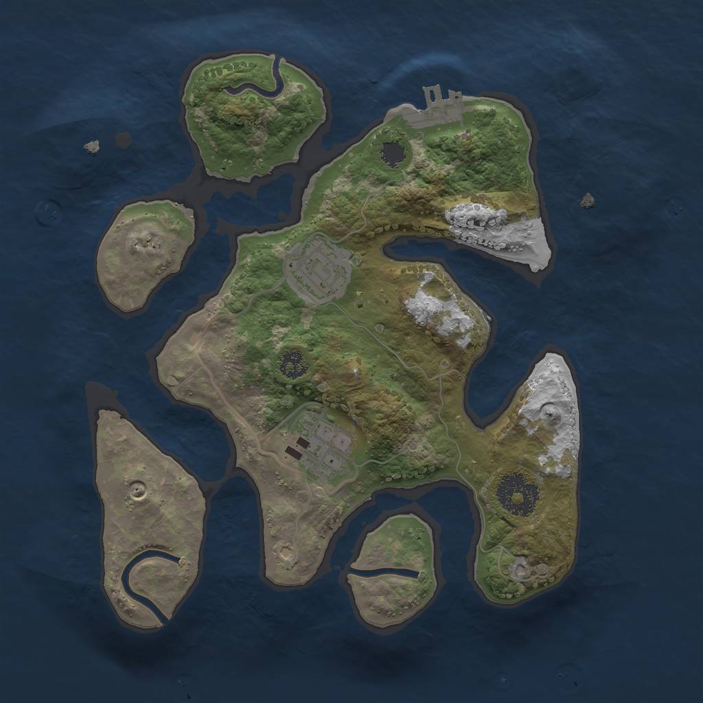 Rust Map: Procedural Map, Size: 2500, Seed: 74473375, 11 Monuments