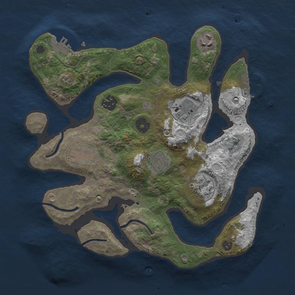 Rust Map: Procedural Map, Size: 3000, Seed: 1255856884, 16 Monuments