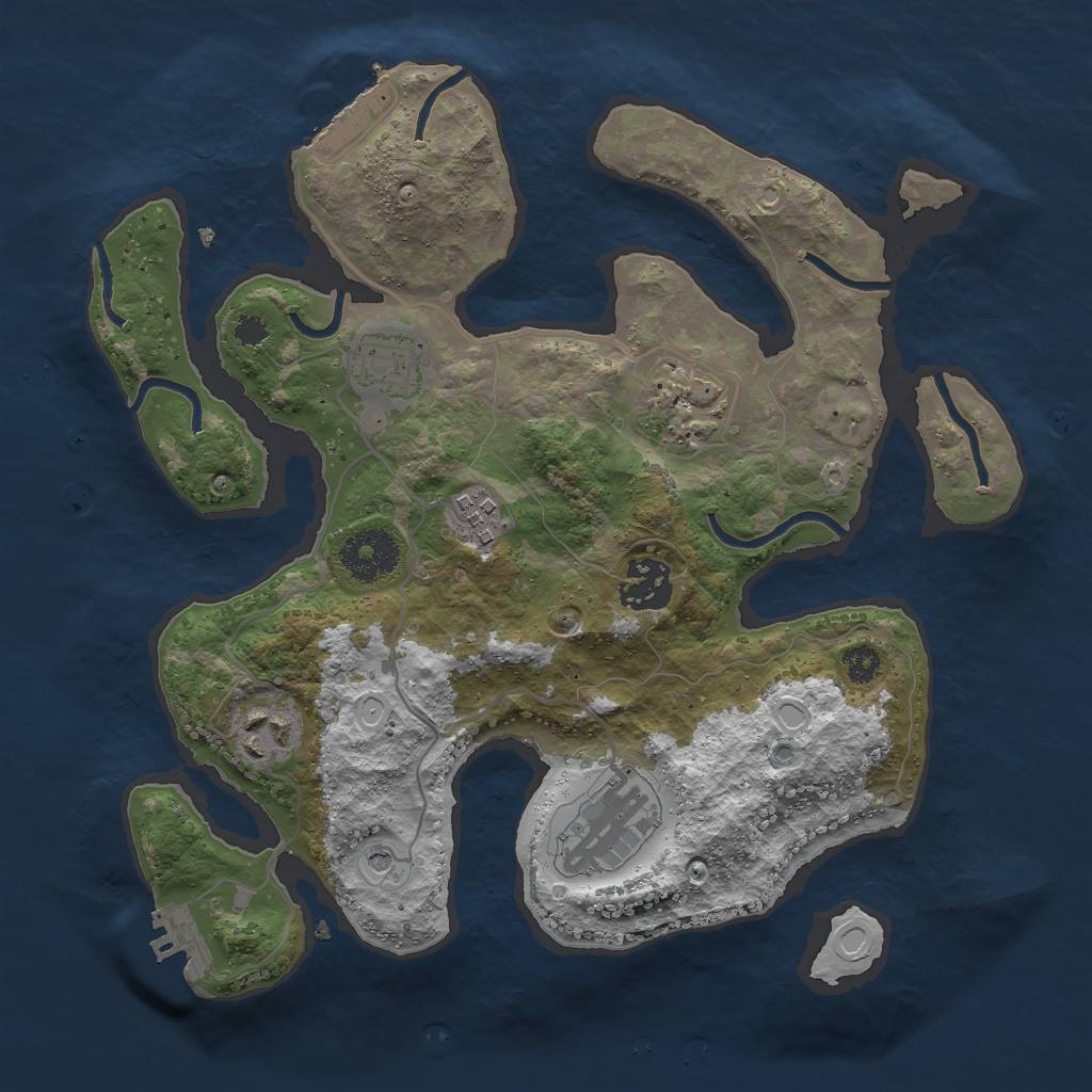 Rust Map: Procedural Map, Size: 3000, Seed: 162911548, 17 Monuments