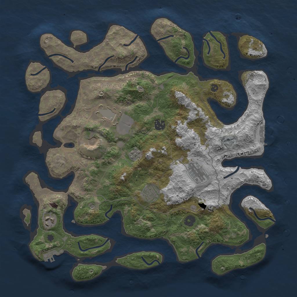 Rust Map: Procedural Map, Size: 4000, Seed: 40999185, 18 Monuments