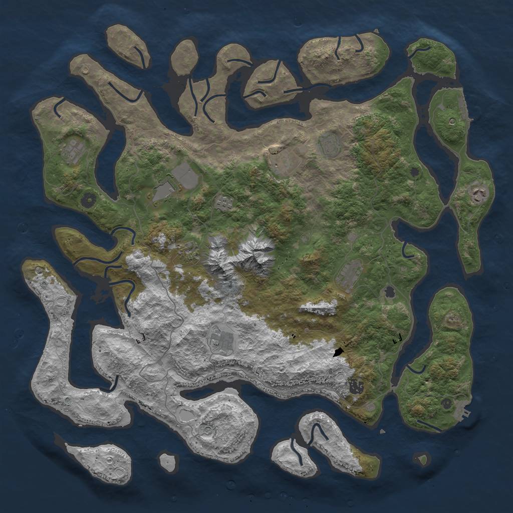 Rust Map: Procedural Map, Size: 5000, Seed: 5062014, 21 Monuments