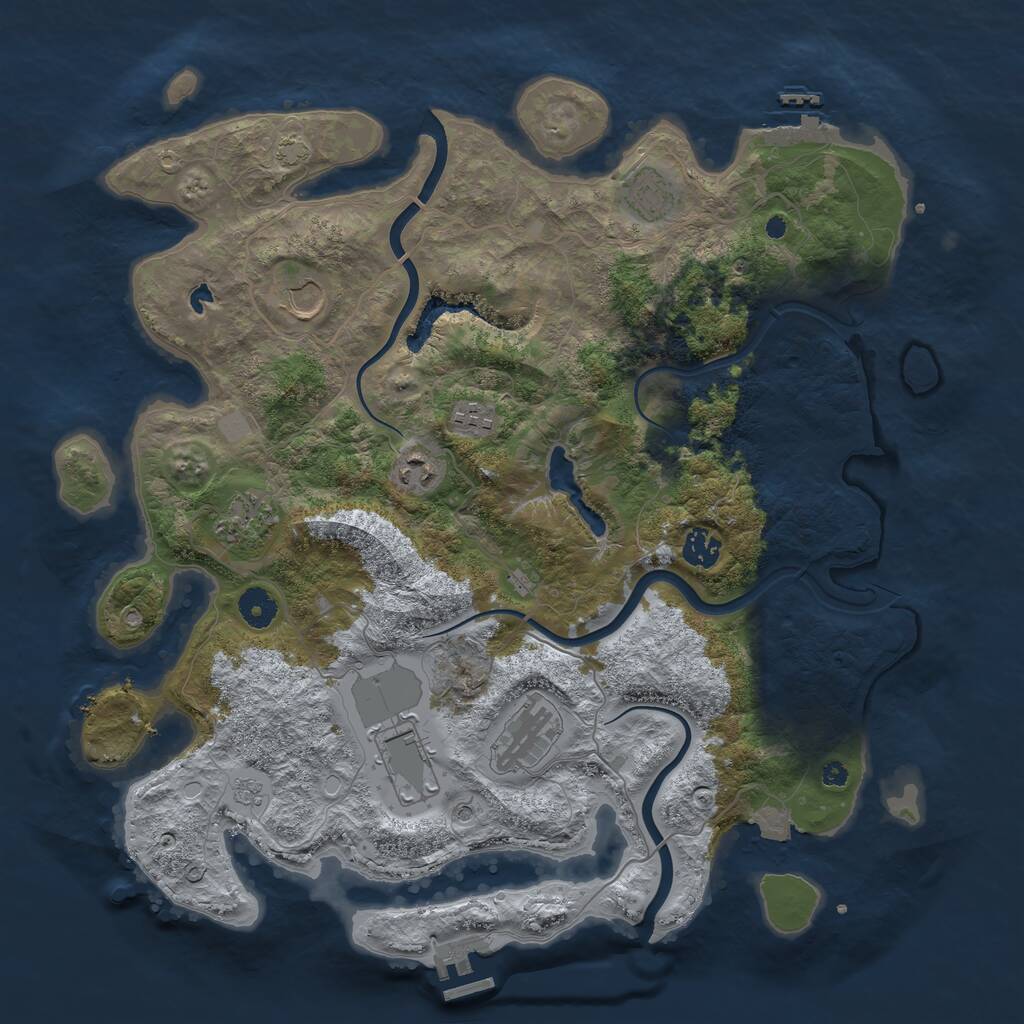 Rust Map: Procedural Map, Size: 4000, Seed: 80347334, 14 Monuments