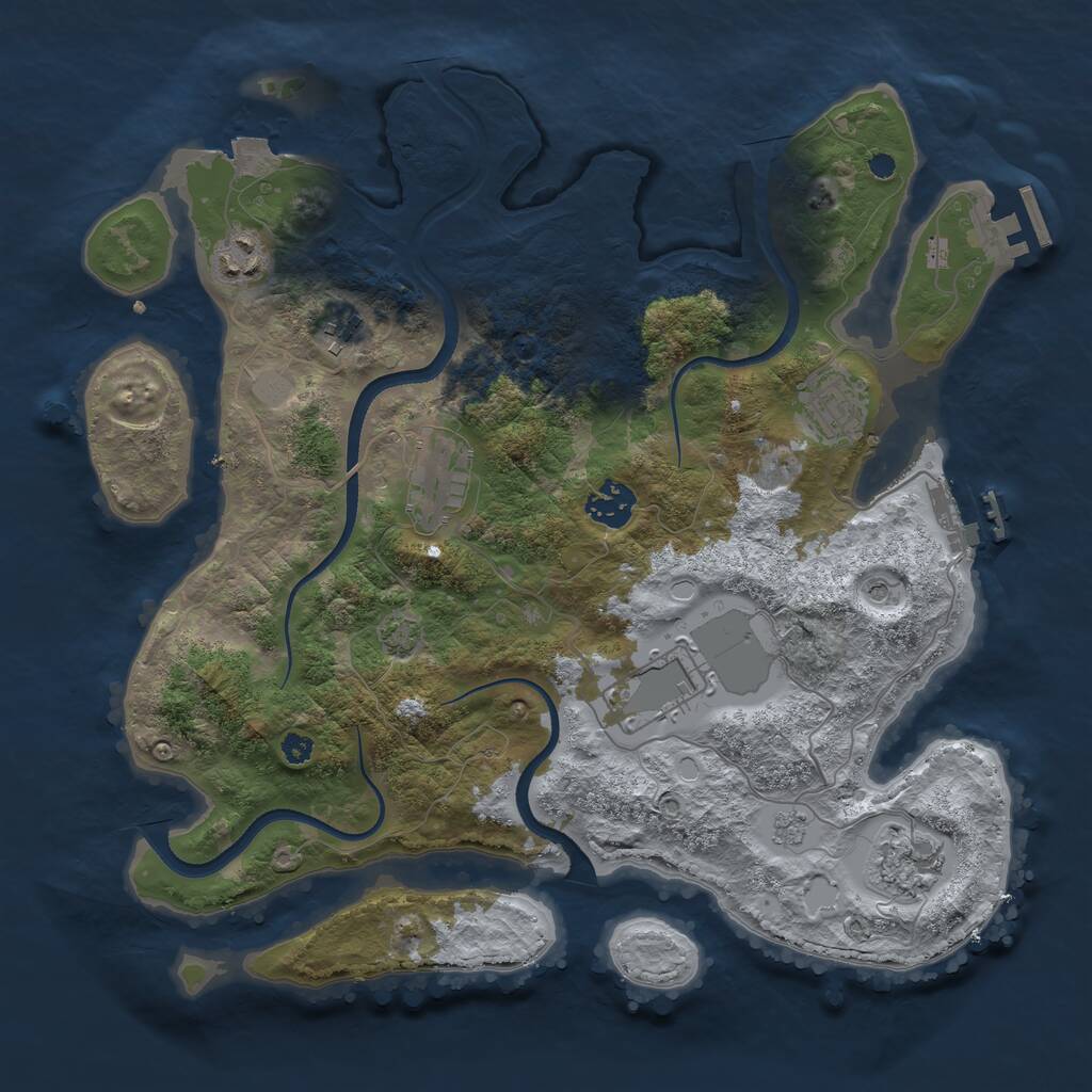 Rust Map: Procedural Map, Size: 3500, Seed: 1201532078, 13 Monuments