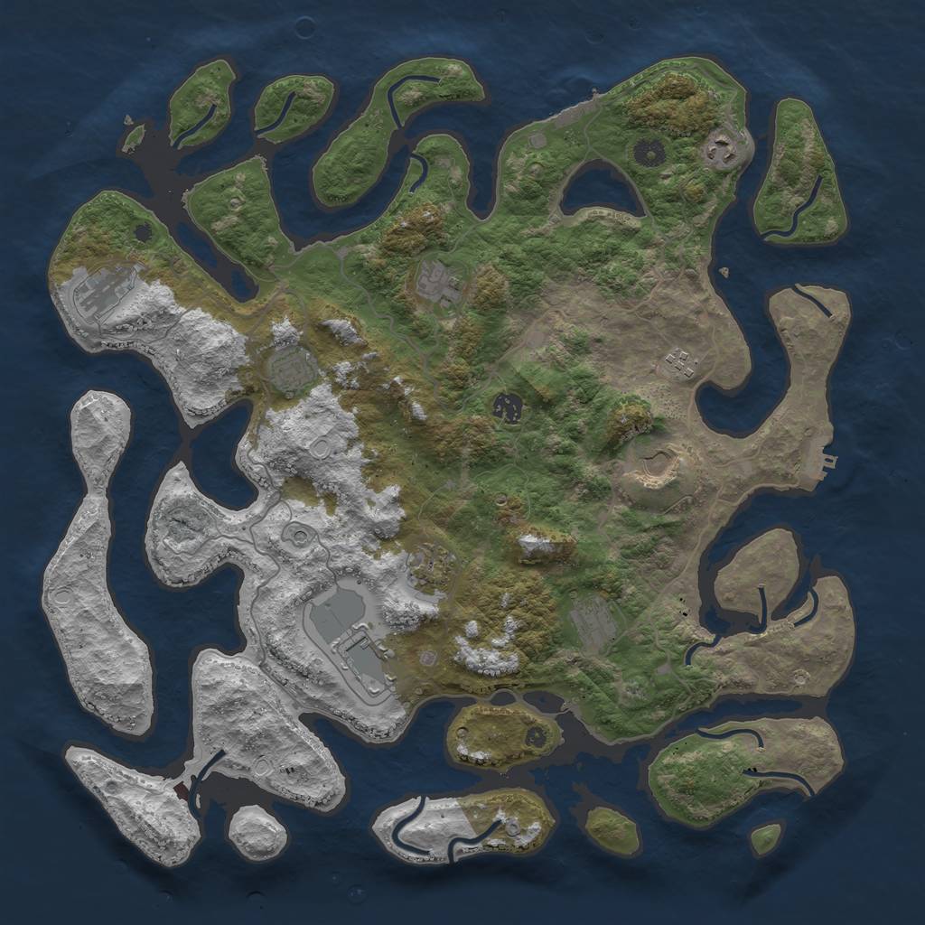 Rust Map: Procedural Map, Size: 4500, Seed: 522204, 21 Monuments