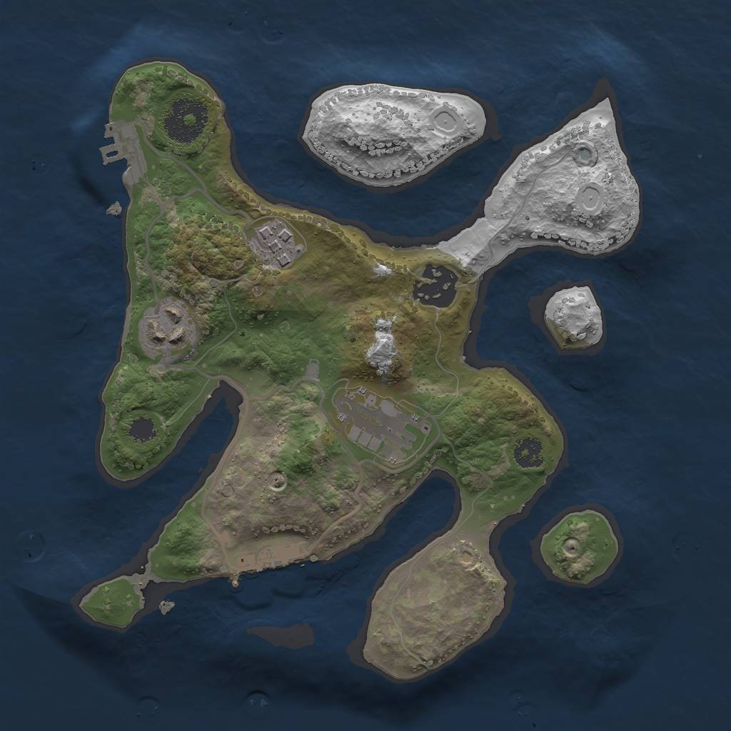 Rust Map: Procedural Map, Size: 2500, Seed: 1990544527, 14 Monuments