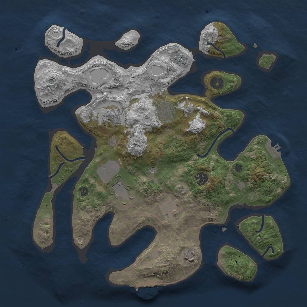 Rust Map: Procedural Map, Size: 3500, Seed: 73749524, 18 Monuments