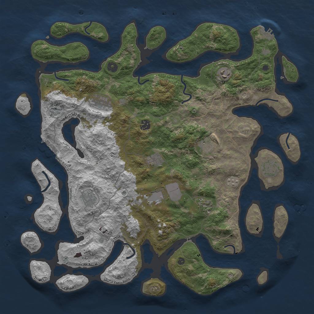 Rust Map: Procedural Map, Size: 4500, Seed: 937406093, 21 Monuments