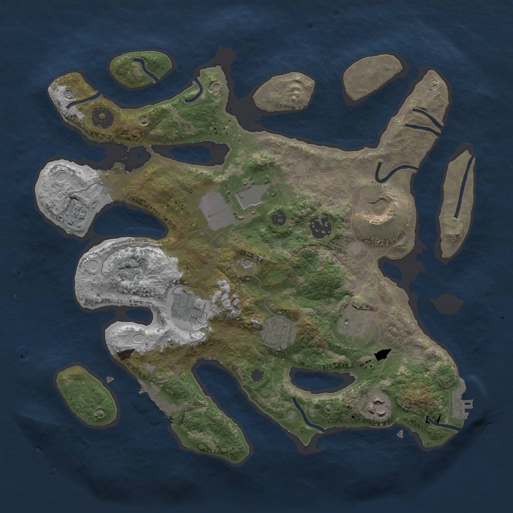 Rust Map: Procedural Map, Size: 3500, Seed: 2093635902, 19 Monuments