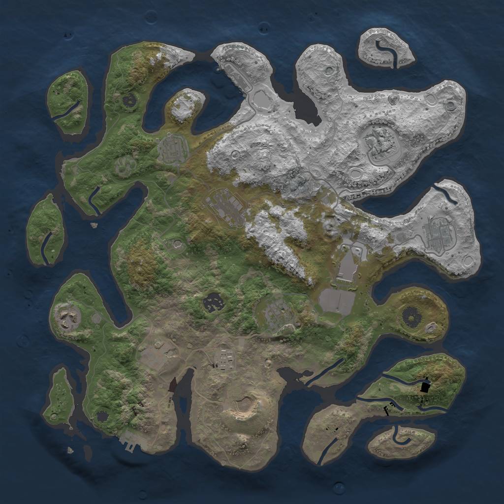 Rust Map: Procedural Map, Size: 3800, Seed: 62895114, 22 Monuments