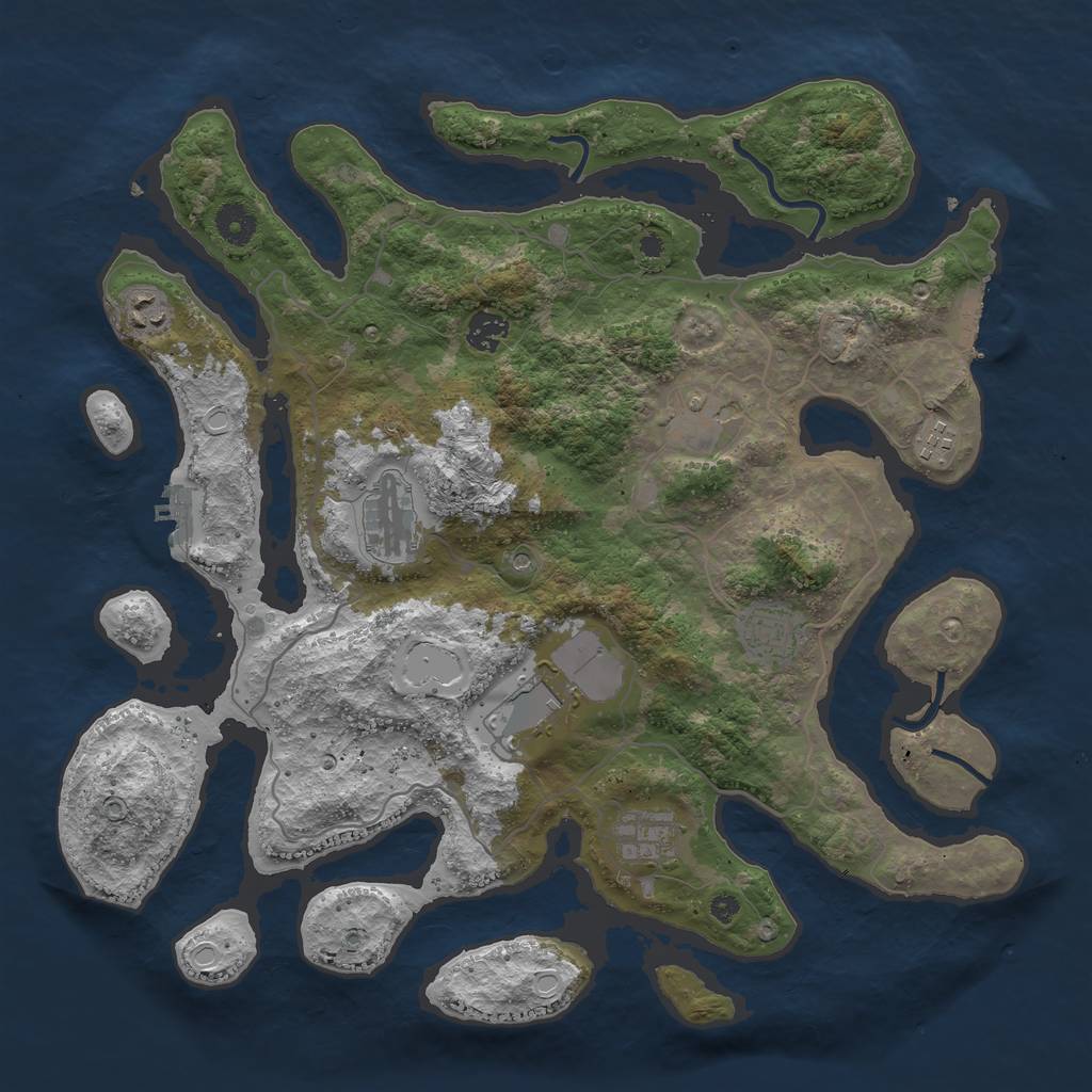 Rust Map: Procedural Map, Size: 4000, Seed: 381346, 19 Monuments