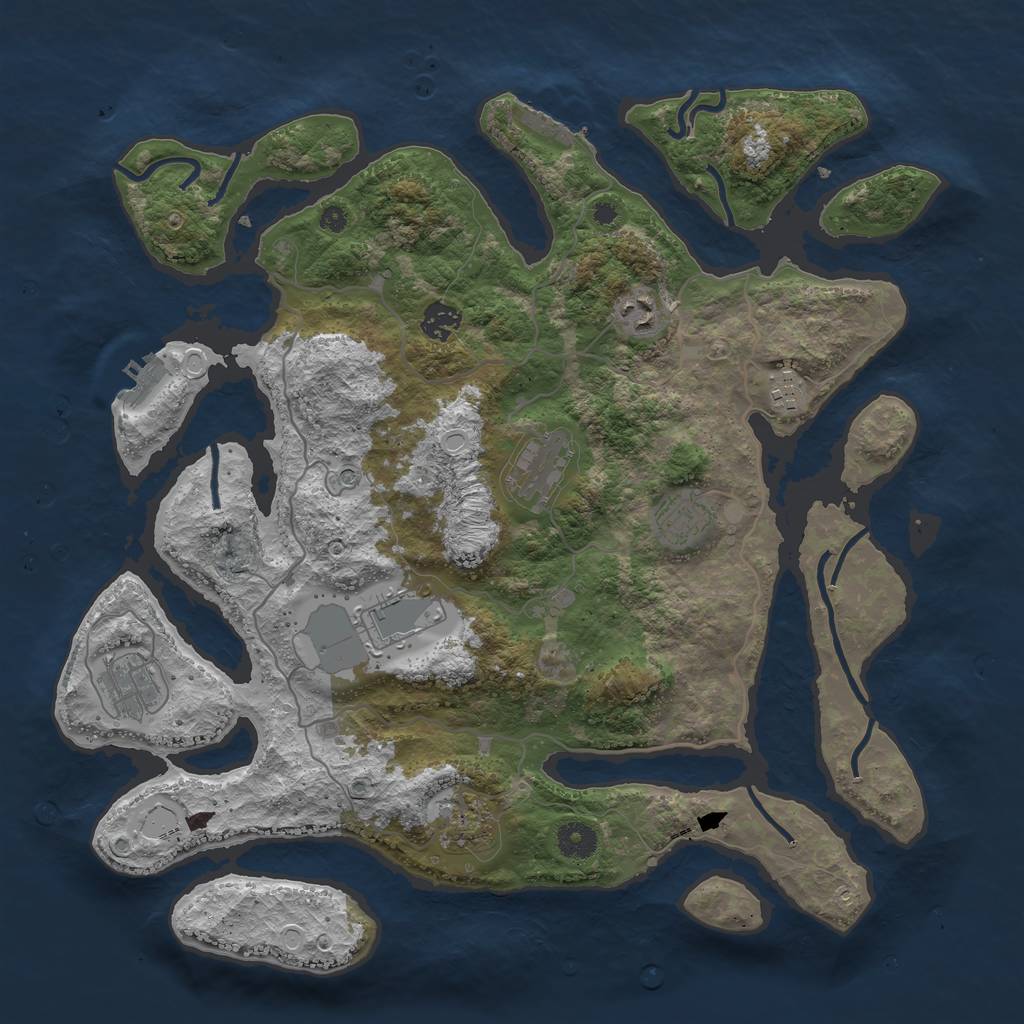 Rust Map: Procedural Map, Size: 4000, Seed: 1638834934, 19 Monuments