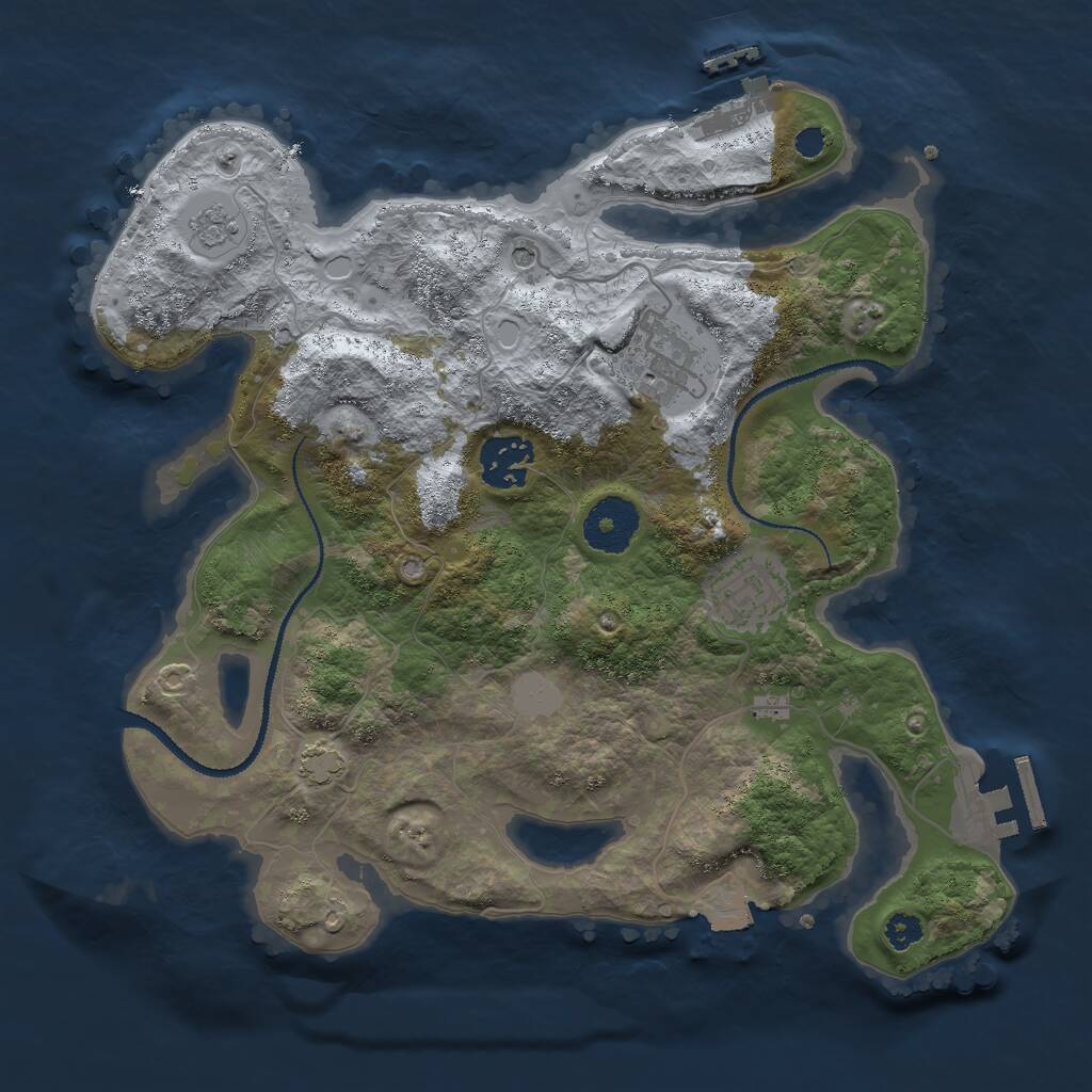 Rust Map: Procedural Map, Size: 3000, Seed: 209234895, 9 Monuments