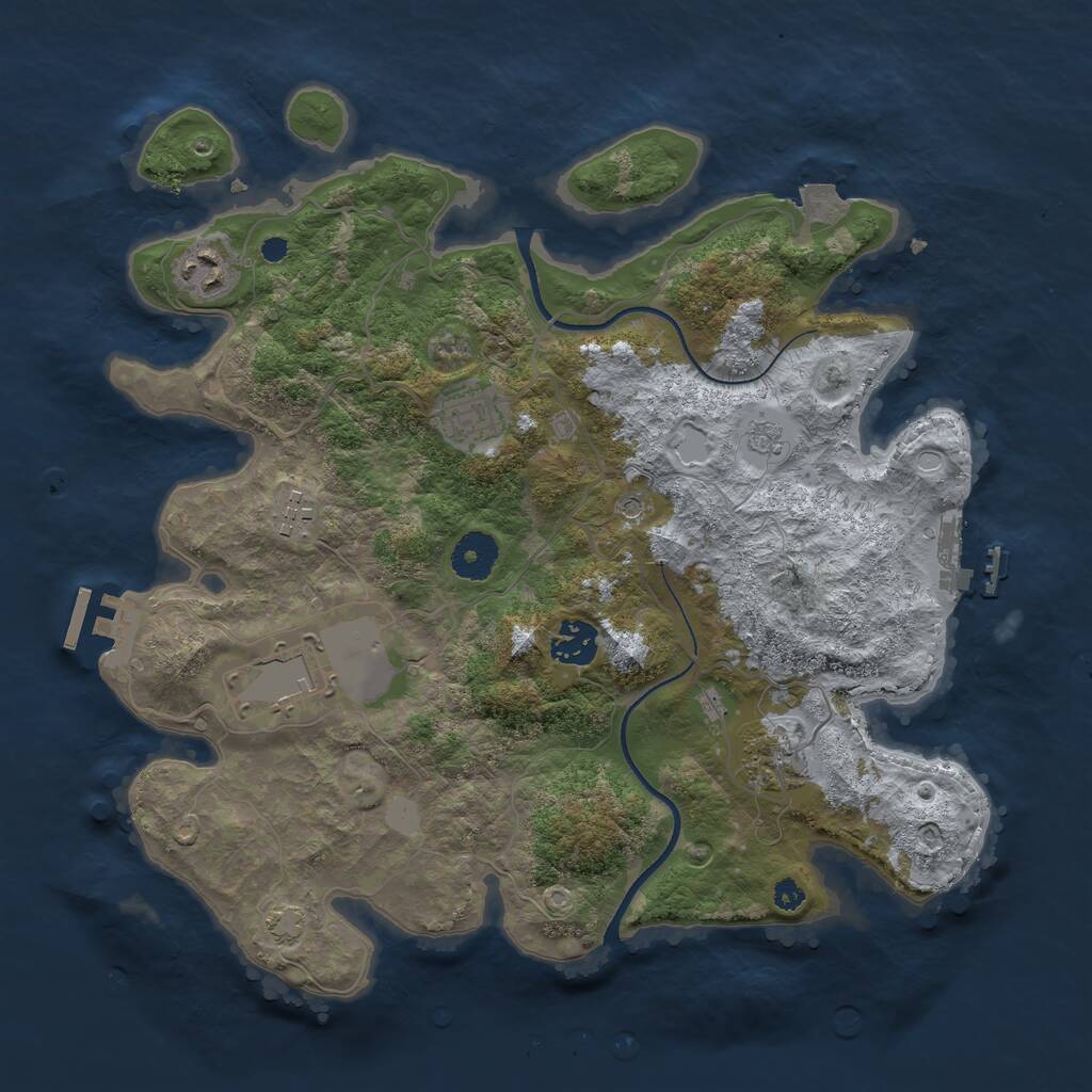 Rust Map: Procedural Map, Size: 3500, Seed: 625632, 12 Monuments