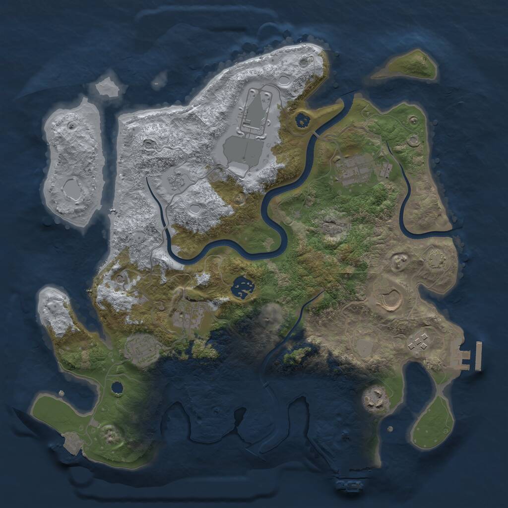 Rust Map: Procedural Map, Size: 3500, Seed: 742288805, 14 Monuments