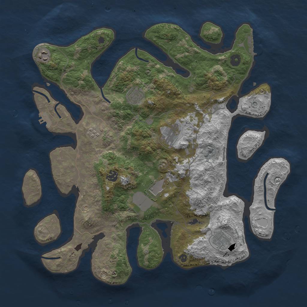 Rust Map: Procedural Map, Size: 4000, Seed: 554510, 18 Monuments