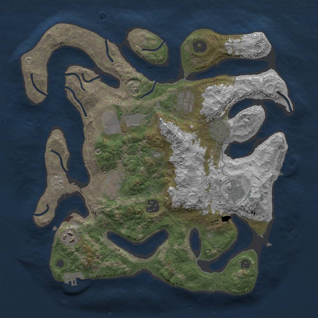 Rust Map: Procedural Map, Size: 3500, Seed: 987387258, 19 Monuments