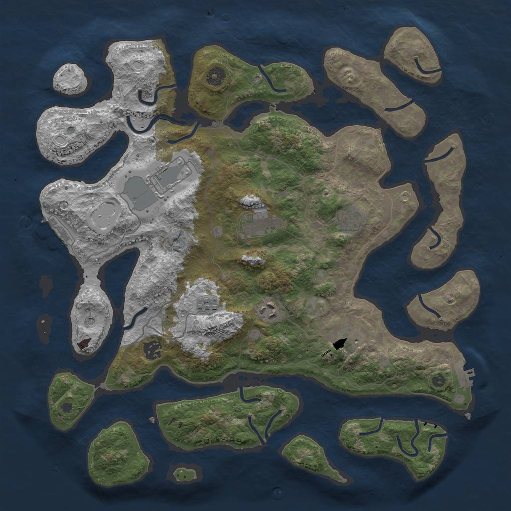 Rust Map: Procedural Map, Size: 4000, Seed: 56234223, 18 Monuments